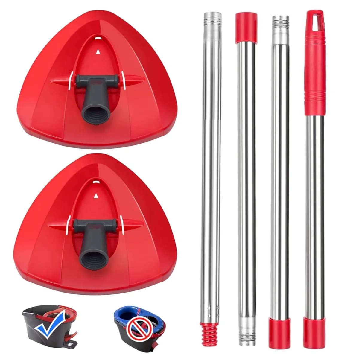 Replacement Spin Mop Base & Handle for Vileda and O-cedar, 4-Section Adjustable Pole for Floor Clean, Mop Stick Accessories Part