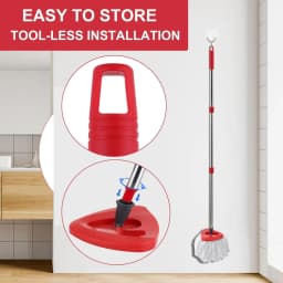 Replacement Spin Mop Base & Handle for Vileda and O-cedar, 4-Section Adjustable Pole for Floor Clean, Mop Stick Accessories Part