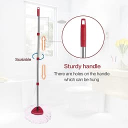 Replacement Spin Mop Base & Handle for Vileda and O-cedar, 4-Section Adjustable Pole for Floor Clean, Mop Stick Accessories Part