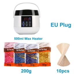 500ML Wax Heater Set For Body Hair Removal Unisex / Black And White Color Electric Display Screen Wax Heater / 200g Wax Beans