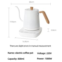 1000W Gooseneck Electric Kettle 800ml Hand Brew Coffee Pot Smart Teapot Temperature Control Pot Rapid Heating Kettle