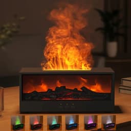 Simulated 3D Flame Aromatherapy Machine Essential Oil Humidifier, with Timed Remote Control of Light Aromatherapy Diffuser