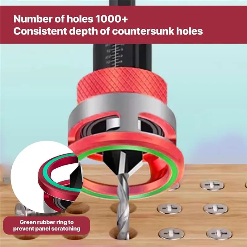 (Top Sale)Countersink Drill Bit Set 6-Piece Countersink Wood Drill Bit with Depth Stop, Drilling for Woodworking