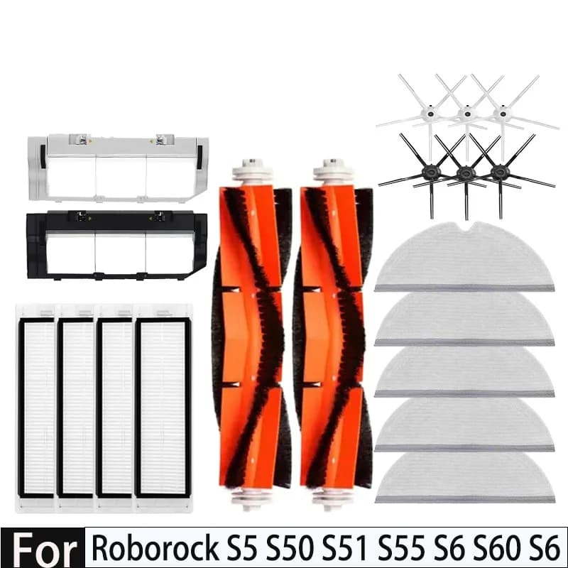 Roborock S5 MAX S50 MAX S55 MAX S6 MAXV HEPA Filter Side/Main Brush Water Tank Tray Mop Dust Box Vacuum Cleaner Accessories
