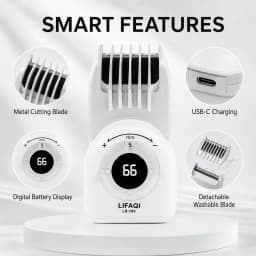 LIFAQI LB-189 Mini Hair Clipper for Men, 5-Length Cordless Trimmer, USB-C Rechargeable with Digital Display