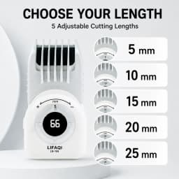 LIFAQI LB-189 Mini Hair Clipper for Men, 5-Length Cordless Trimmer, USB-C Rechargeable with Digital Display
