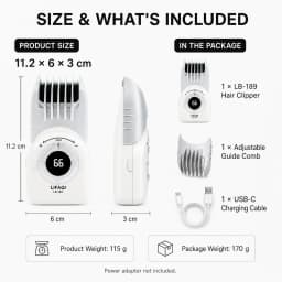 LIFAQI LB-189 Mini Hair Clipper for Men, 5-Length Cordless Trimmer, USB-C Rechargeable with Digital Display