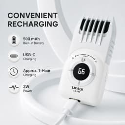 LIFAQI LB-189 Mini Hair Clipper for Men, 5-Length Cordless Trimmer, USB-C Rechargeable with Digital Display