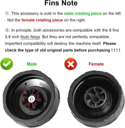 6 Fin Ninja Blender Blade Replacement parts Fit with Nutri Ninja Blender Auto iQ 900W BL450-70, BL451-70, BL454-70, BL455-70 ...