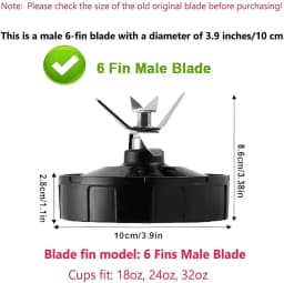 6 Fin Ninja Blender Blade Replacement parts Fit with Nutri Ninja Blender Auto iQ 900W BL450-70, BL451-70, BL454-70, BL455-70 ...