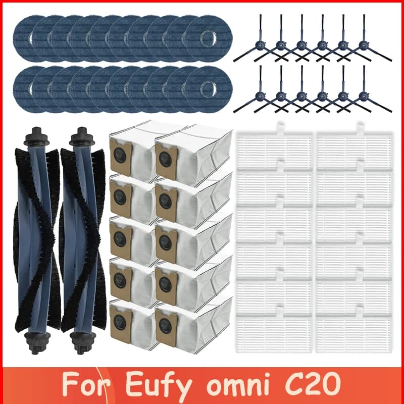 Fit For Eufy Omni C20 Robot Spare Vacuum Cleaner Accessories Main Side Brush Filter Mop Cloth Dust Bag Replacement Spare Parts