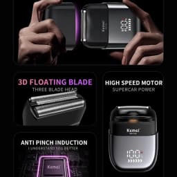 Kemei Waterproof Foil Shaver Electric Razor for Men's Face Compact Travel Shavers Close Shave Trimmer USB-C Rechargeable Gifts