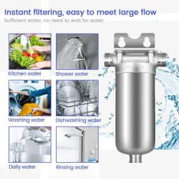 Whole House Well Water Filter for Household, 304 Stainless Steel Pre Filter with High Flow & Backwashing Function