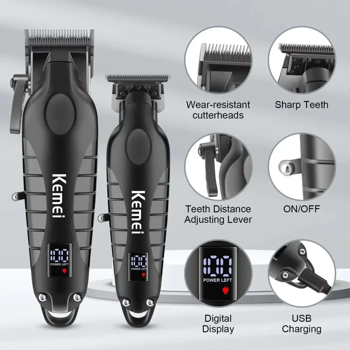 Kemei New Professional Cutting Machine Electric Shaver Hair Trimmers with LCD Display Men's Hair Clipper KM-2290 KM-2293 KM-T95