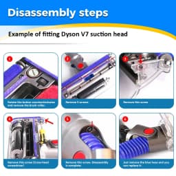 1-8pc Soft Roller Duct Rubber Hose With Repair Tool for Dyson V6 V7 V8 V10 V11Vacuum Cleaner Soft Drum Head Blue Hose Spare Part