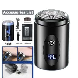 211-Portable Travel & Home Washable Electric Razor - USB Mini Men's Shaver with Alloy Body & Digital Display
