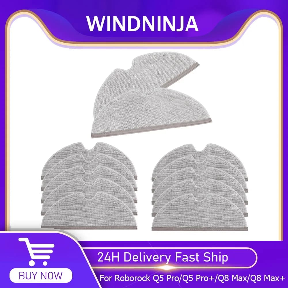 Mop Cloths Replacement Parts for Roborock Q5 Pro/Q5 Pro+/Q8 Max/Q8 Max+/S5 S5 Max S6 Pure S50 S55 Vacuum Accessorie Washable Mop
