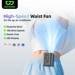 3600mAh Waist Fan with Wind Speed 11m/s, Running Time 9 Hours, 360° Adjustable 100 Levels Suitable for Outdoor Travel Stroller
