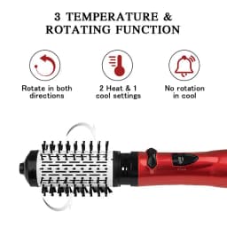 Rotating Hair Dryer Brush Electric Blow Drier Comb Hot Air Straightener Curler Iron One Step 2 Gears Blower Replaceable 2 Heads