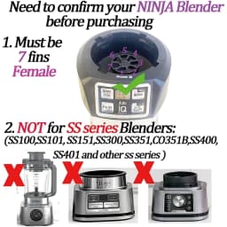 For Nutri Ninja Auto IQ BL480 BL481 BL482-30 BL487 Blender Juicer 7 Fin Extractor Bottom Blade, With Silicone Rubber Seal Sealin