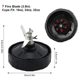 For Nutri Ninja Auto IQ BL480 BL481 BL482-30 BL487 Blender Juicer 7 Fin Extractor Bottom Blade, With Silicone Rubber Seal Sealin