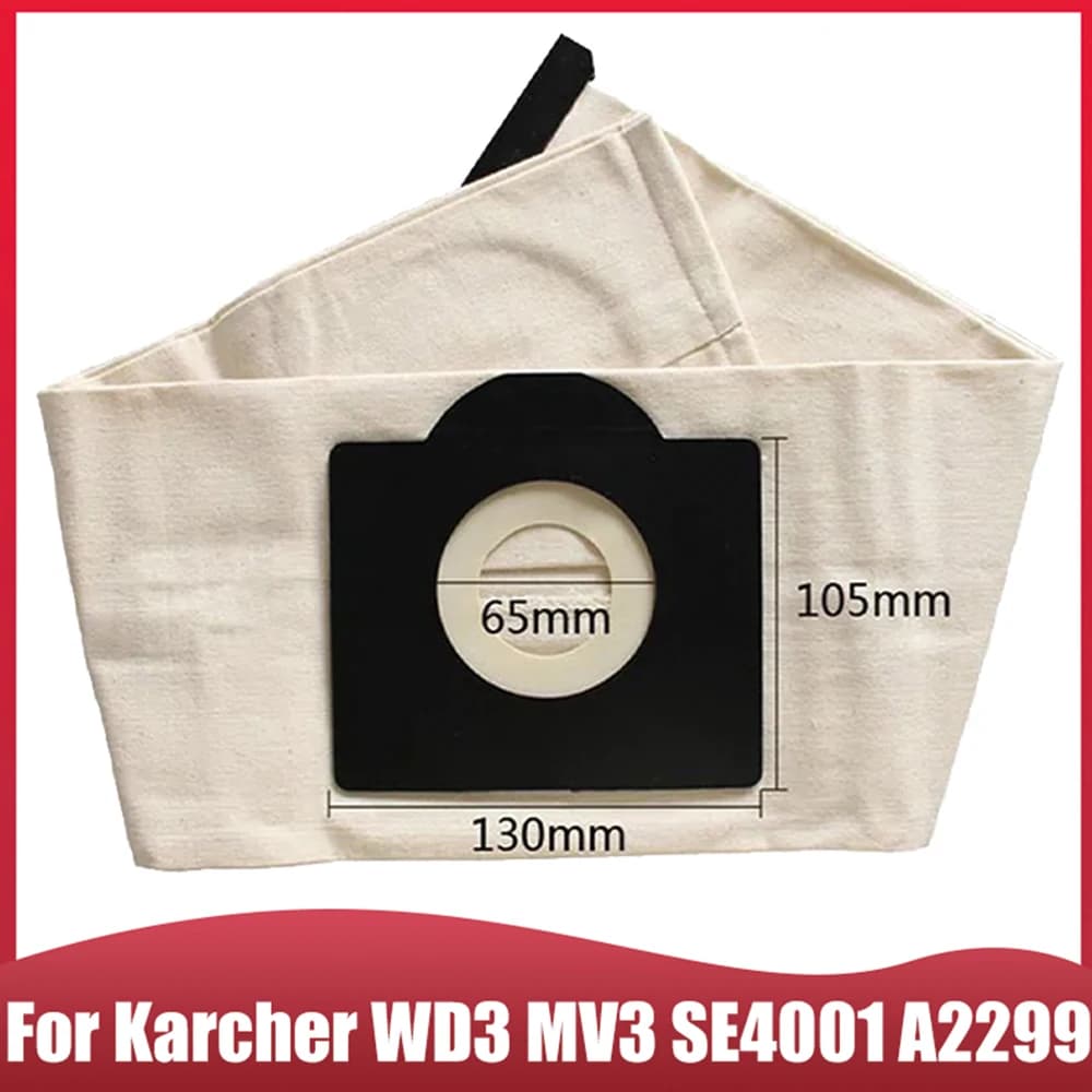 For Karcher WD3 WD3300 MV3 SE4001 A2200 A2500 Vacuum Cleaner Dust Bag, Washable and Reusable Cloth Dust Bags Replacement Parts
