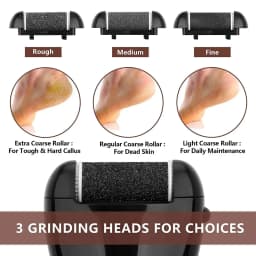 Black Foot Care Tool Heads, Hard Skin Remover, Refill Rollers for Cracked Heels Calluses and Dead Skin Removal, 6 Pcs