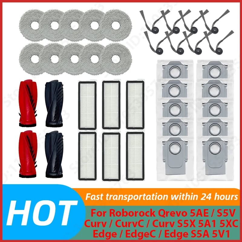 For ( Roborock Qrevo 5AE / S5V / Curv / CurvC / Curv S5X 5A1 5XC / Edge / EdgeC / Edge S5A 5V1 ) Parts Brush Filter Mop Bag