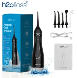 H2ofloss Portable Water Flosser Oral Irrigator 300ML 4 Modes, Curved Angled Tips Reach Back Teeth and Gaps, USB-C Rechargeable
