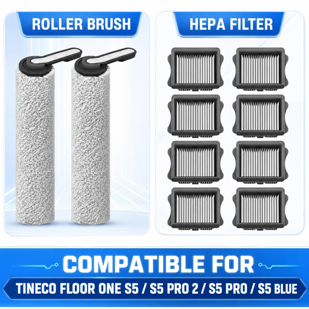 Fit For Tineco Floor ONE S5 / S5 Pro 2 / S5 Pro / S5 Blue Vacuum Parts Roller Mop Cloth HEPA Filter Replacement Accessories