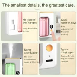 Automatic Aromatherapy Diffuser with 40ml Essential Oil 5-Speeds Air Freshener Spray Dispenser Rechargeable Humidifier for Home