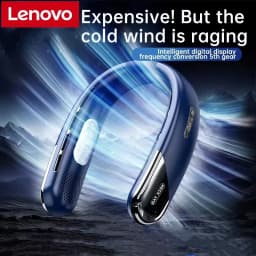 Lenovo Portable Neck Air Conditioner 5 Speed Ultra Hanging Neck Fan Rechargeable Semiconductor Refrigeration Leafless Fan 2026