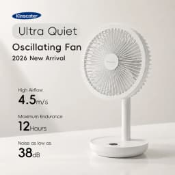 New Portable Smart Oscillating Desk Fan 4000mAh 5 Gear Speed Silent Desktop Rechargeable Fan Angle Adjustable for Home Office