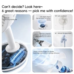 New Portable Smart Oscillating Desk Fan 4000mAh 5 Gear Speed Silent Desktop Rechargeable Fan Angle Adjustable for Home Office