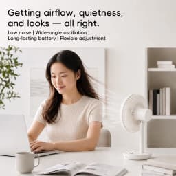 New Portable Smart Oscillating Desk Fan 4000mAh 5 Gear Speed Silent Desktop Rechargeable Fan Angle Adjustable for Home Office