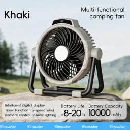 Portable 6 in 1 Outdoor Camping Fan 10000mAh Rechargeable Wireless Tent Ceiling Fan 5 Speed Adjustment Remote Control LED Light