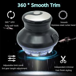 TINSOL Head Automatic Hair Clipper Wireless Round Hair Trimmer with LED Display Adjustable Length 3-12mm DIY Haircut Kit