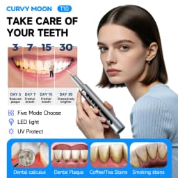 CURVY MOON T10 Electric Ultrasonic Calculus Scaler Tartar Eliminator Tooth Whiting Cleaning 5 Mode with UV LED Oral Care Tools