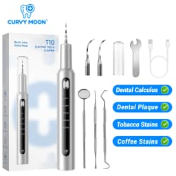 CURVY MOON T10 Electric Ultrasonic Calculus Scaler Tartar Eliminator Tooth Whiting Cleaning 5 Mode with UV LED Oral Care Tools