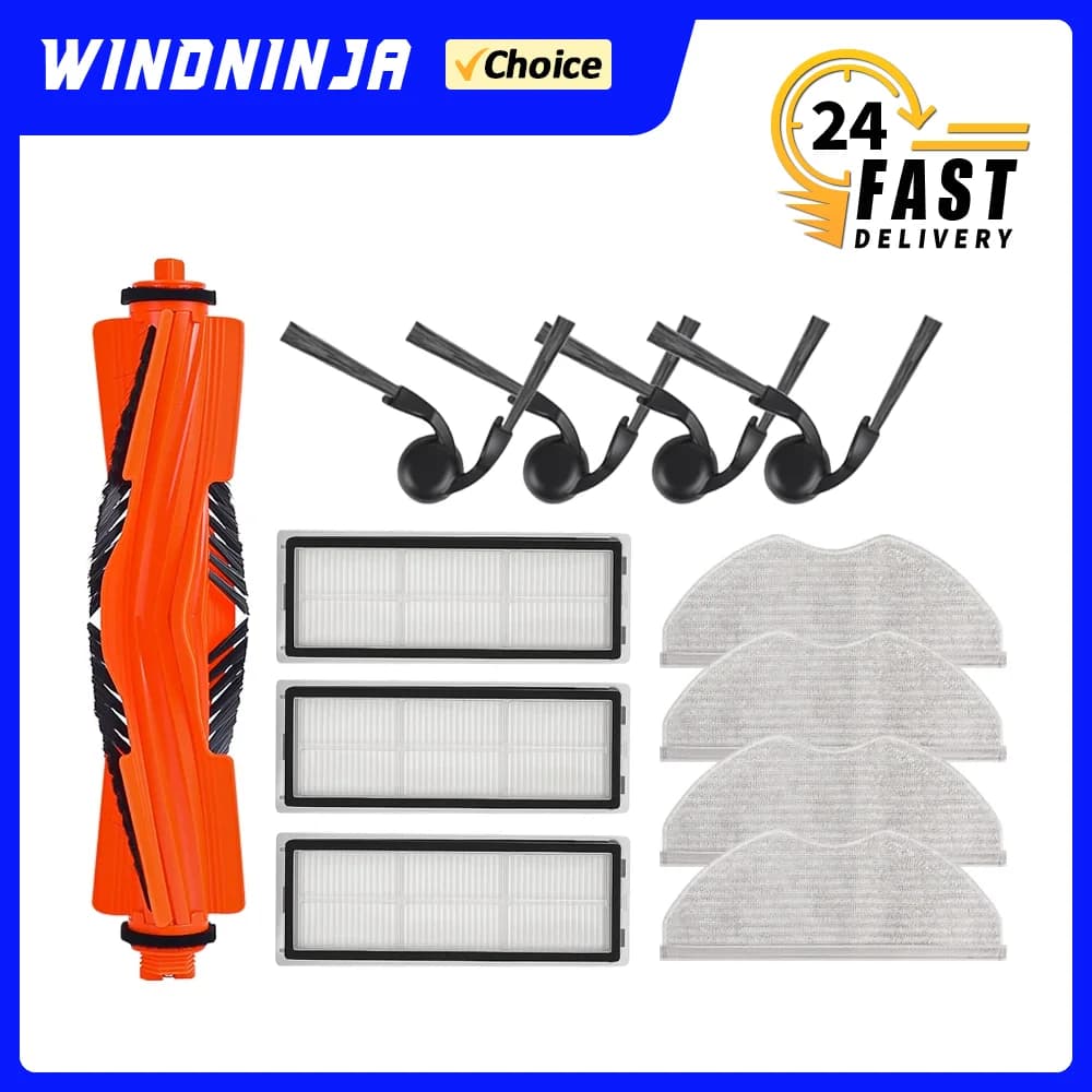 For Xiaomi S40 / OV81 Robotic Vacuum Parts Mopping Pad Mop Cloth HEPA Filter Primary Edge Brush Replacement Consumables Kit