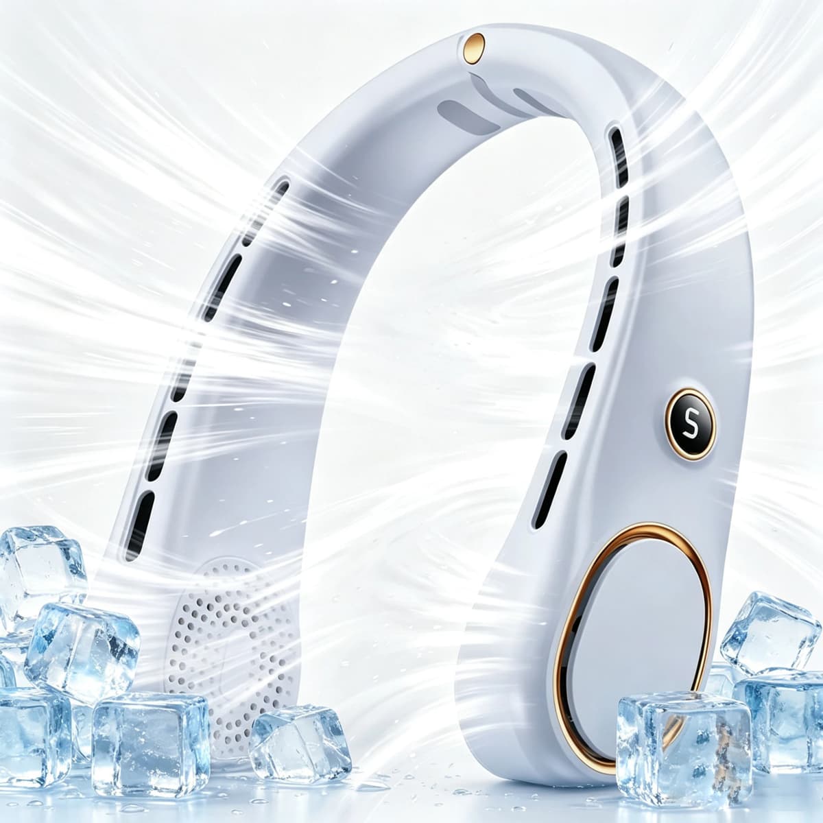 New Portable Neck Fan Upgraded, Long Battery Life Battery, Neck Support, 5 Speeds Gears Adjustment, Outdoor Wearable Hands-Free