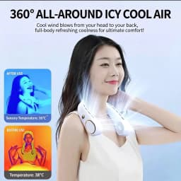 New Portable Neck Fan Upgraded, Long Battery Life Battery, Neck Support, 5 Speeds Gears Adjustment, Outdoor Wearable Hands-Free