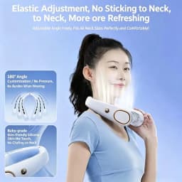New Portable Neck Fan Upgraded, Long Battery Life Battery, Neck Support, 5 Speeds Gears Adjustment, Outdoor Wearable Hands-Free