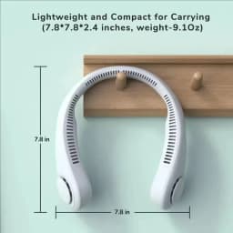 Portable Bladeless Neck Fan 5000mAh Rechargeable Personal Cooling Fan 5-Speed Quiet Wearable Fan for Travel Sports Outdoor