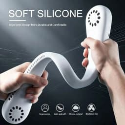 Portable Bladeless Neck Fan 5000mAh Rechargeable Personal Cooling Fan 5-Speed Quiet Wearable Fan for Travel Sports Outdoor