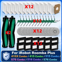 Fit for iRobot Roomba Plus 415X Combo/ 415 Combo/ 515 Combo/ 575 Combo/ 516 Combo/ 576 Combo Parts Brush Filter Mop Bag