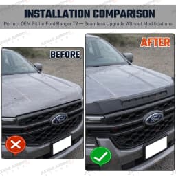 Bonnet Protector For Ford Ranger T9 2023 2024 2025 Wildtrak XLT XLS XL Sport Bonnet Guard ABS Bug Deflector Matte Black
