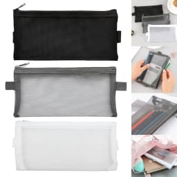 Pencil Case Set Clear Exam Pencil Pouch Mesh Zipper Pen Pouch Nylon Pen