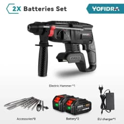 YOFIDRA 26mm Brushless Electric Hammer Electric Pick Impact Drill Multi-function Cordless Rotary Tool For Makita Battery Pin