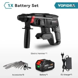 YOFIDRA 26mm Brushless Electric Hammer Electric Pick Impact Drill Multi-function Cordless Rotary Tool For Makita Battery Pin